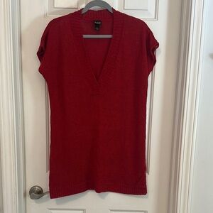 Eileen fisher 100% hemp v neck tunic medium red